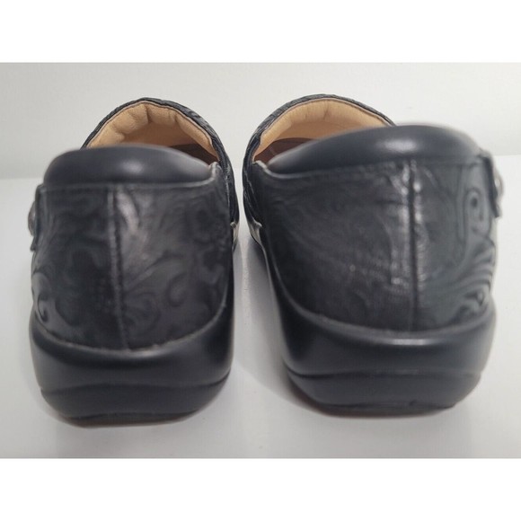Alegria Womens Leather Clogs Shoes Black Embossed Slip On Casual EU 36 US 6.5 - Picture 5 of 9
